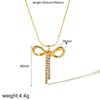 Wholesale Jewelry Simple Style Classic Style Bow Knot 304 Stainless Steel Zircon 18K Gold Plated Inlay Earrings Necklace Jewelry Set