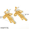 Wholesale Jewelry Simple Style Classic Style Bow Knot 304 Stainless Steel Zircon 18K Gold Plated Inlay Earrings Necklace Jewelry Set