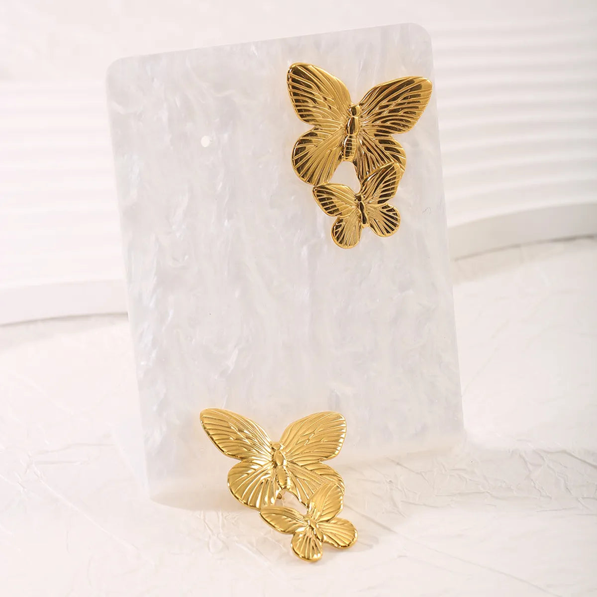 Wholesale Jewelry Simple Style Classic Style Butterfly 304 Stainless Steel Plating Rings Earrings Necklace