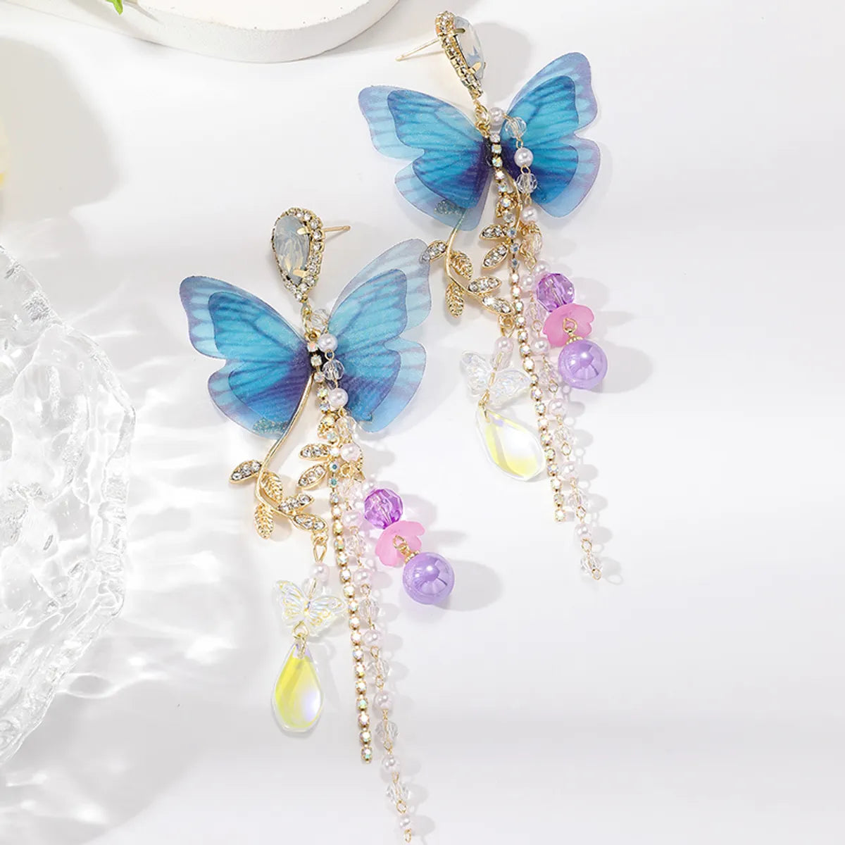 Wholesale Jewelry Simple Style Classic Style Butterfly Alloy Artificial Diamond Inlay Drop Earrings