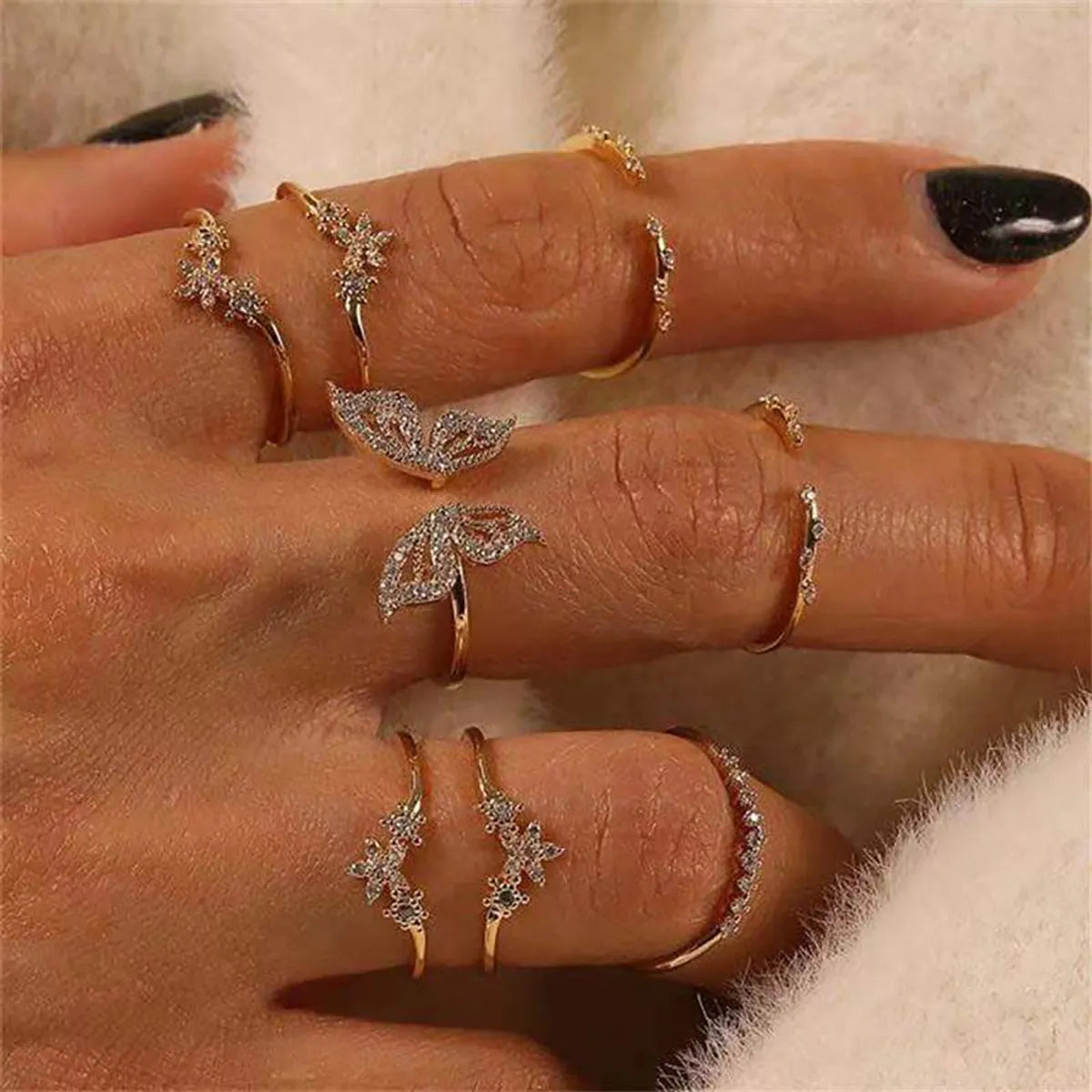 Wholesale Jewelry Simple Style Classic Style Butterfly Alloy Zircon Inlay Rings