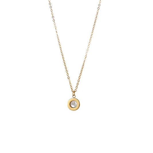 Wholesale Jewelry Simple Style Classic Style Circle 304 Stainless Steel 14K Gold Plated Hollow Out Inlay Pendant Necklace