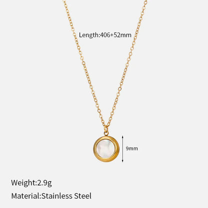 Wholesale Jewelry Simple Style Classic Style Circle 304 Stainless Steel 14K Gold Plated Hollow Out Inlay Pendant Necklace