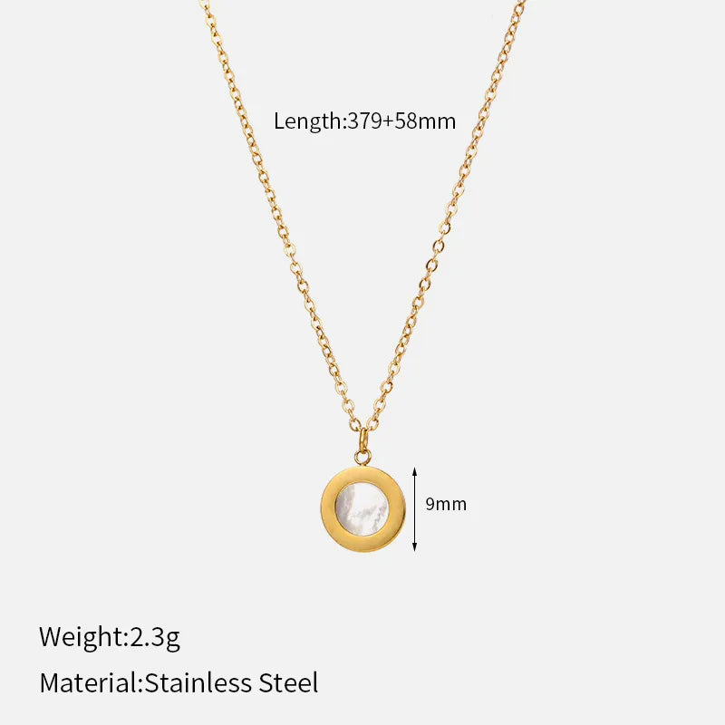 Wholesale Jewelry Simple Style Classic Style Circle 304 Stainless Steel 14K Gold Plated Hollow Out Inlay Pendant Necklace