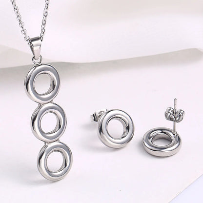 Wholesale Jewelry Simple Style Classic Style Circle 304 Stainless Steel 18K Gold Plated Plating Earrings Necklace