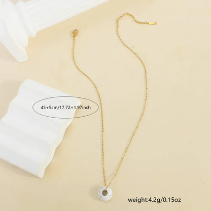 Wholesale Jewelry Simple Style Classic Style Circle 304 Stainless Steel 18K Gold Plated Plating Pendant Necklace