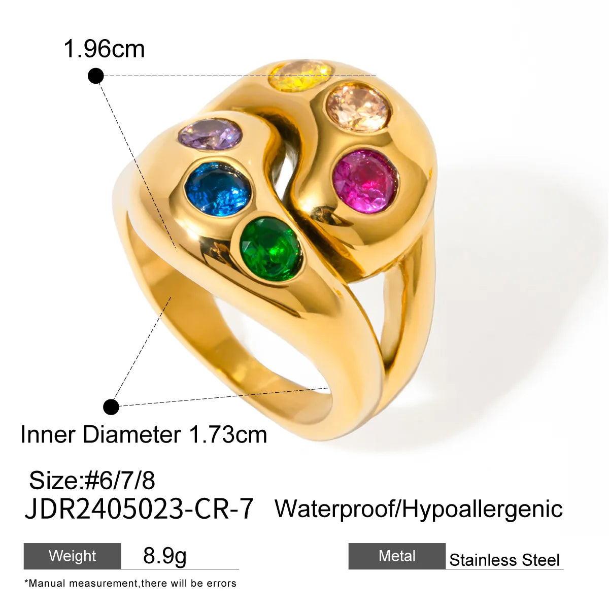 Wholesale Jewelry Simple Style Classic Style Color Block 316 Stainless Steel  Zircon Inlay Rings