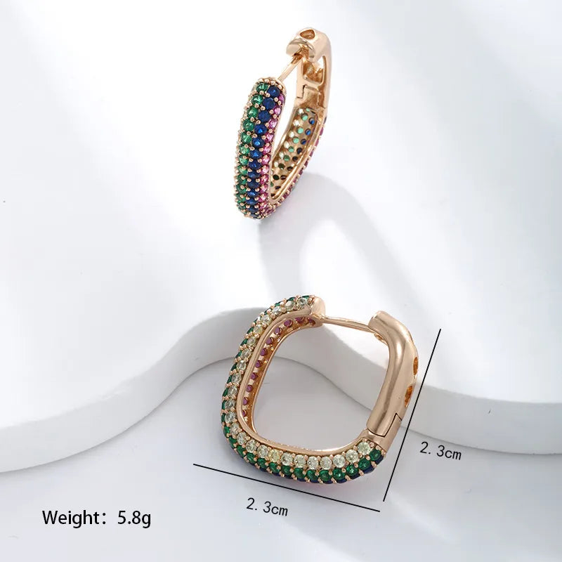 Wholesale Jewelry Xuping Simple Style Classic Style Color Block Copper Alloy Artificial Gemstones 18k Gold Plated Plating Inlay Earrings