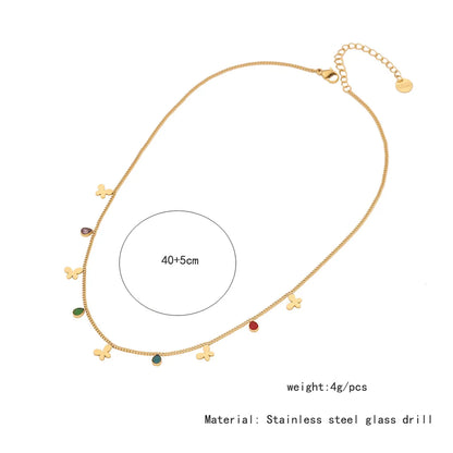 Wholesale Jewelry Simple Style Classic Style Color Block Titanium Steel 18K Gold Plated Plating Necklace