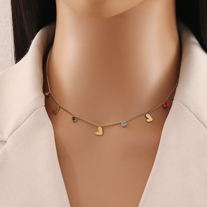 Wholesale Jewelry Simple Style Classic Style Color Block Titanium Steel 18K Gold Plated Plating Necklace