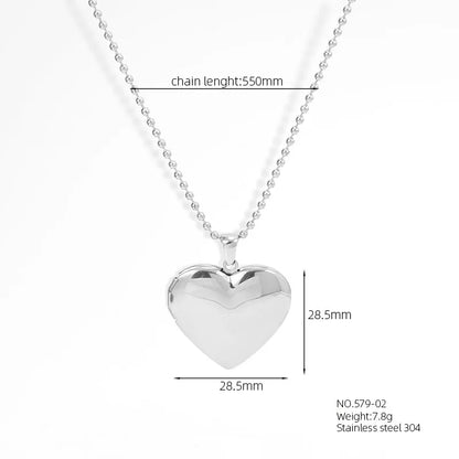 Wholesale Jewelry Simple Style Classic Style Commute Heart Shape 304 Stainless Steel 18K Gold Plated Pendant Necklace