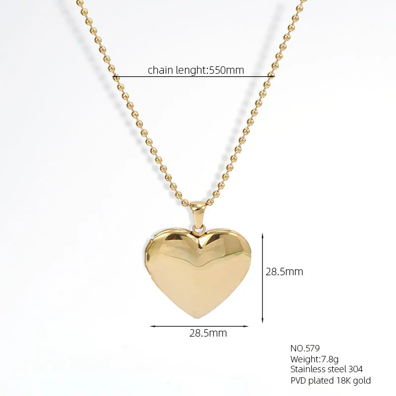 Wholesale Jewelry Simple Style Classic Style Commute Heart Shape 304 Stainless Steel 18K Gold Plated Pendant Necklace