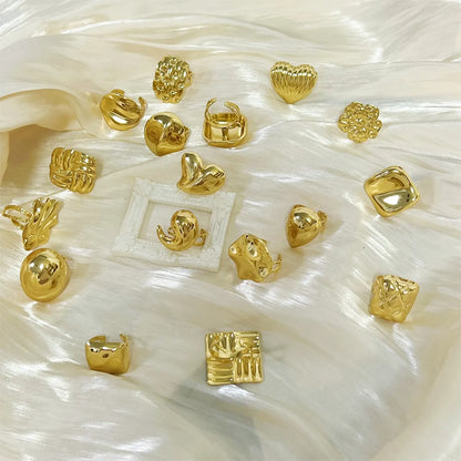 Wholesale Jewelry Simple Style Classic Style Commute Heart Shape Rhombus 304 Stainless Steel 18K Gold Plated Open Rings