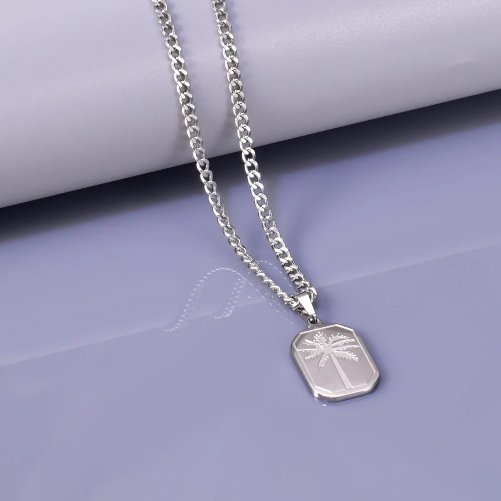 Wholesale Jewelry Simple Style Classic Style Commute Solid Color 304 Stainless Steel Titanium Steel 18K Gold Plated Pendant Necklace