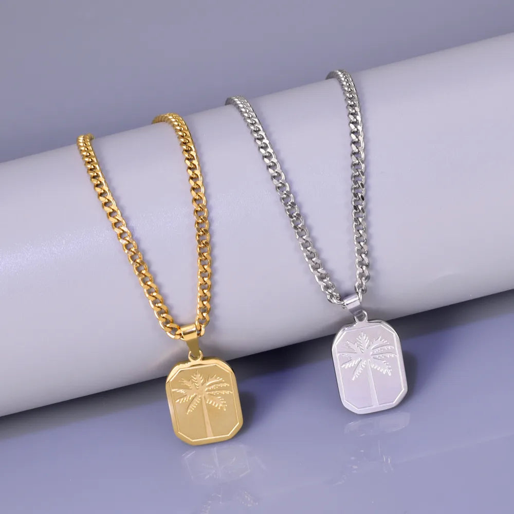 Wholesale Jewelry Simple Style Classic Style Commute Solid Color 304 Stainless Steel Titanium Steel 18K Gold Plated Pendant Necklace