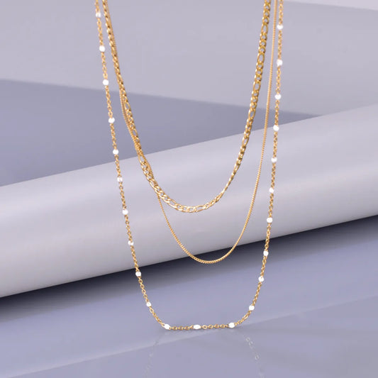 Wholesale Jewelry Simple Style Classic Style Commute Solid Color 304 Stainless Steel Titanium Steel 18K Gold Plated Three Layer Necklace