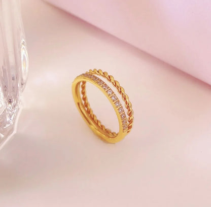 Wholesale Jewelry Simple Style Classic Style Commute Solid Color 304 Stainless Steel Titanium Steel Zircon 18K Gold Plated Plating Inlay Rings