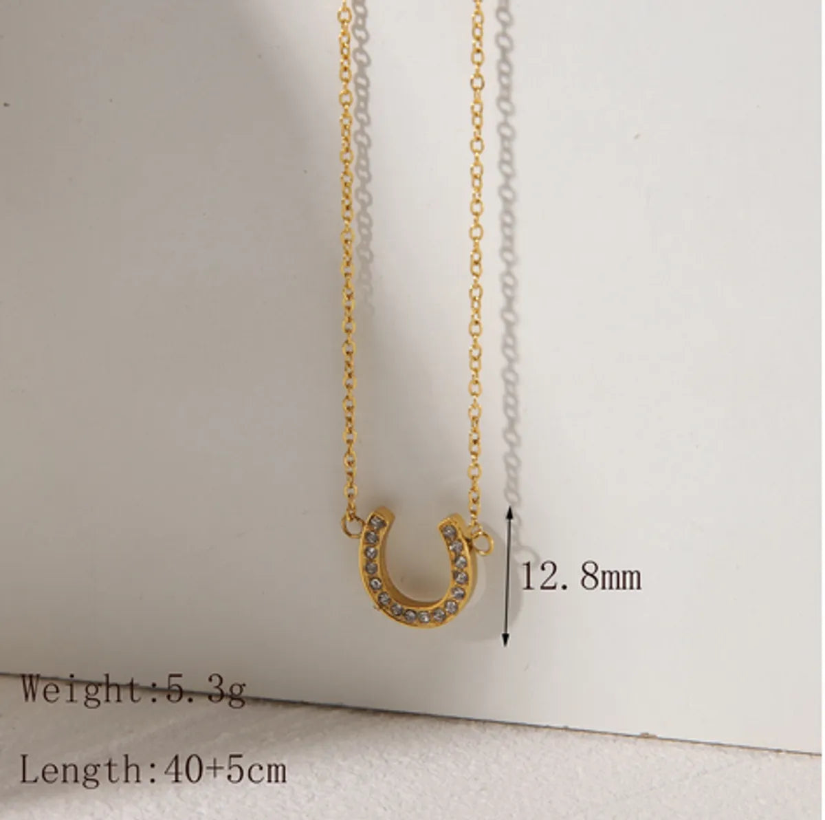 Wholesale Jewelry Simple Style Classic Style Commute U Shape 304 Stainless Steel Zircon 18K Gold Plated Plating Inlay Earrings Necklace