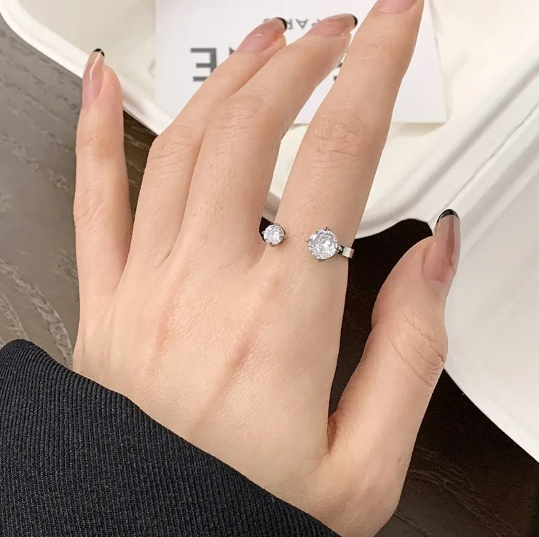 Wholesale Jewelry Simple Style Classic Style Commute Water Droplets 304 Stainless Steel Titanium Steel Zircon 18K Gold Plated Inlay Open Rings