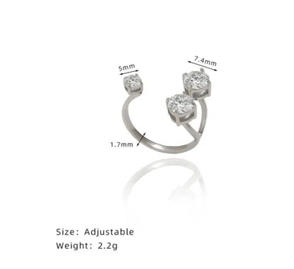 Wholesale Jewelry Simple Style Classic Style Commute Water Droplets 304 Stainless Steel Titanium Steel Zircon 18K Gold Plated Inlay Open Rings