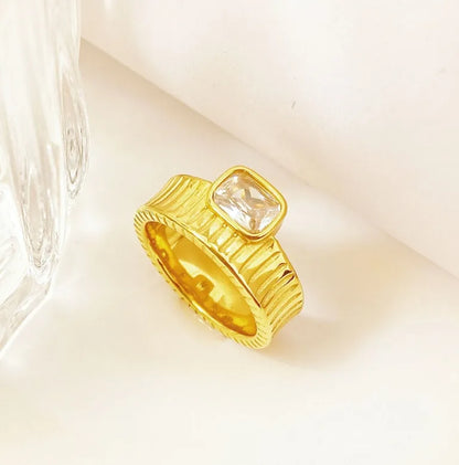 Wholesale Jewelry Simple Style Classic Style Commute Water Droplets 304 Stainless Steel Titanium Steel Zircon 18K Gold Plated Plating Rings