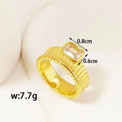 Wholesale Jewelry Simple Style Classic Style Commute Water Droplets 304 Stainless Steel Titanium Steel Zircon 18K Gold Plated Plating Rings