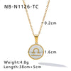 Wholesale Jewelry Simple Style Classic Style Constellation 304 Stainless Steel Shell 18K Gold Plated Inlay Pendant Necklace