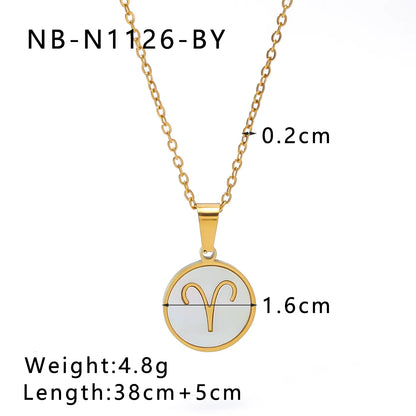 Wholesale Jewelry Simple Style Classic Style Constellation 304 Stainless Steel Shell 18K Gold Plated Inlay Pendant Necklace