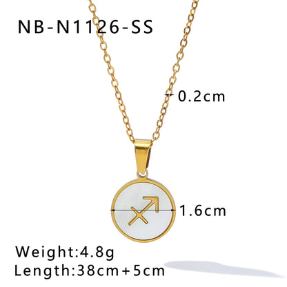 Wholesale Jewelry Simple Style Classic Style Constellation 304 Stainless Steel Shell 18K Gold Plated Inlay Pendant Necklace