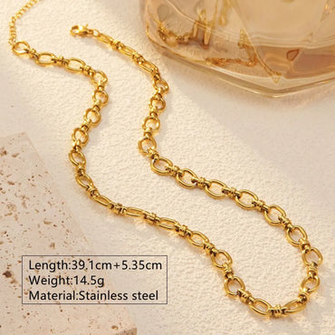 Wholesale Jewelry Simple Style Classic Style Cool Style Solid Color 304 Stainless Steel 18K Gold Plated Necklace