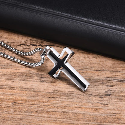 Wholesale Jewelry Simple Style Classic Style Cross 304 Stainless Steel Pendant Necklace