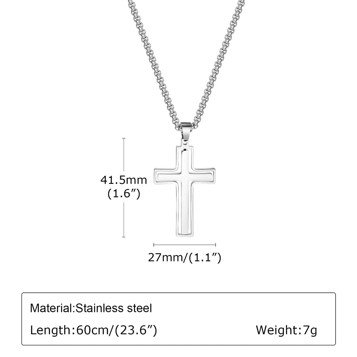 Wholesale Jewelry Simple Style Classic Style Cross 304 Stainless Steel Pendant Necklace