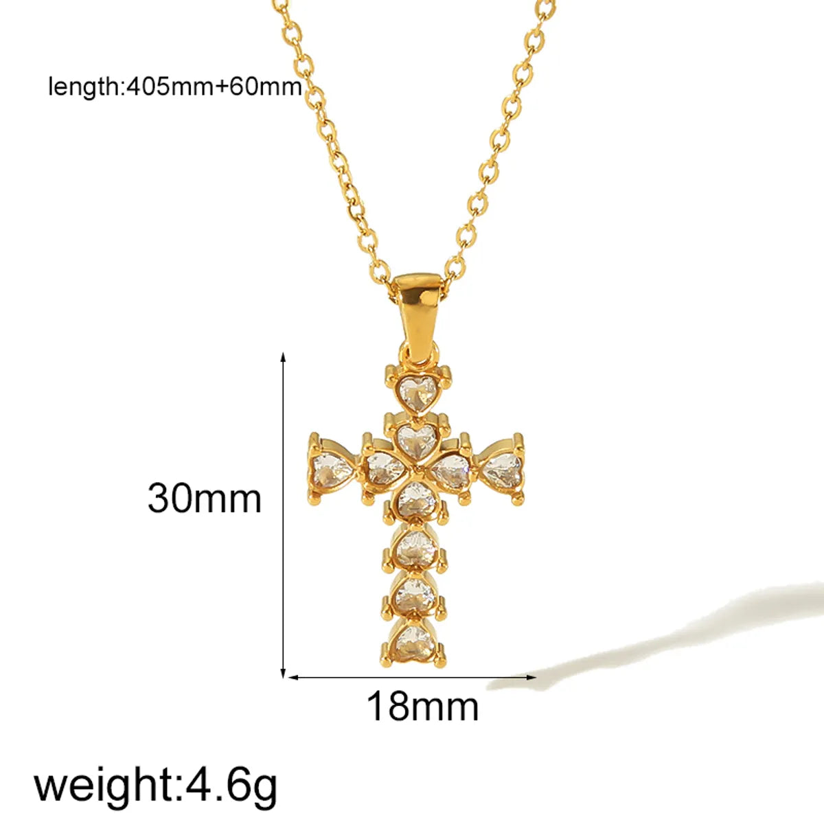 Wholesale Jewelry Simple Style Classic Style Cross 304 Stainless Steel Zircon 18K Gold Plated Plating Inlay Pendant Necklace