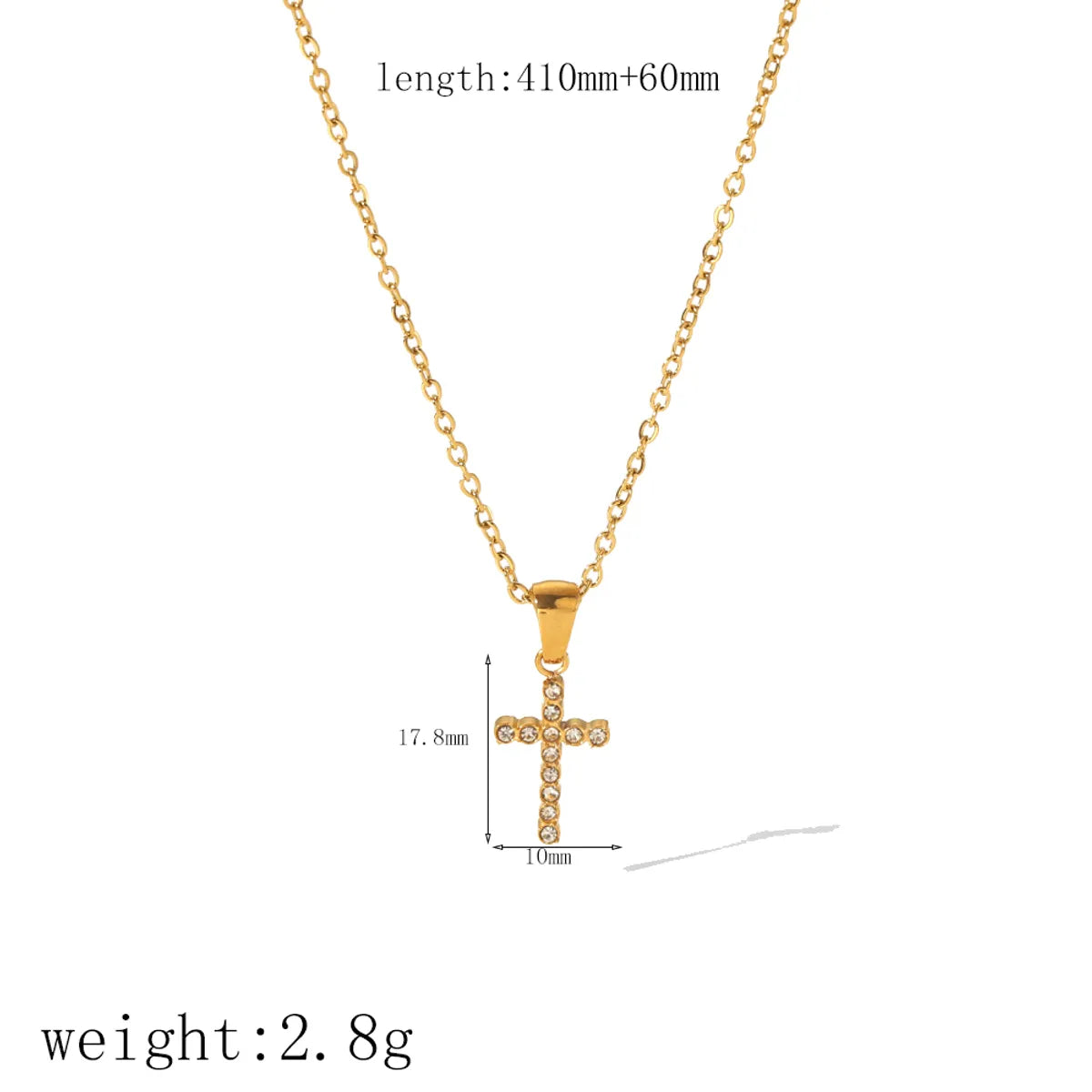 Wholesale Jewelry Simple Style Classic Style Cross 304 Stainless Steel Zircon 18K Gold Plated Plating Inlay Pendant Necklace