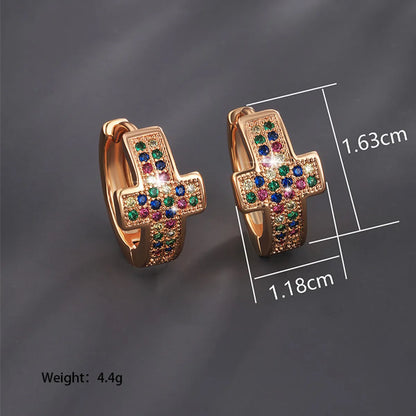 Wholesale Jewelry Xuping Simple Style Classic Style Cross Copper Alloy Artificial Gemstones 18k Gold Plated Plating Inlay Earrings