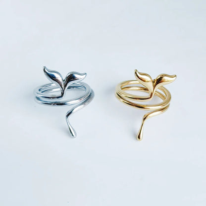 Wholesale Jewelry Simple Style Classic Style Fish Tail 304 Stainless Steel 18K Gold Plated Plating Rings