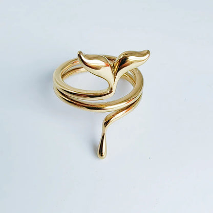 Wholesale Jewelry Simple Style Classic Style Fish Tail 304 Stainless Steel 18K Gold Plated Plating Rings