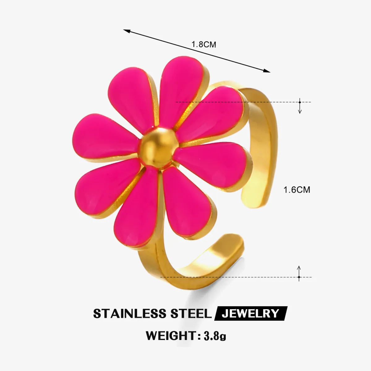 Wholesale Jewelry Simple Style Classic Style Flower 304 Stainless Steel Resin 18K Gold Plated Enamel Rings Earrings