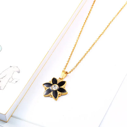 Wholesale Jewelry Simple Style Classic Style Flower 304 Stainless Steel Rhinestones 18K Gold Plated Inlay Earrings Necklace