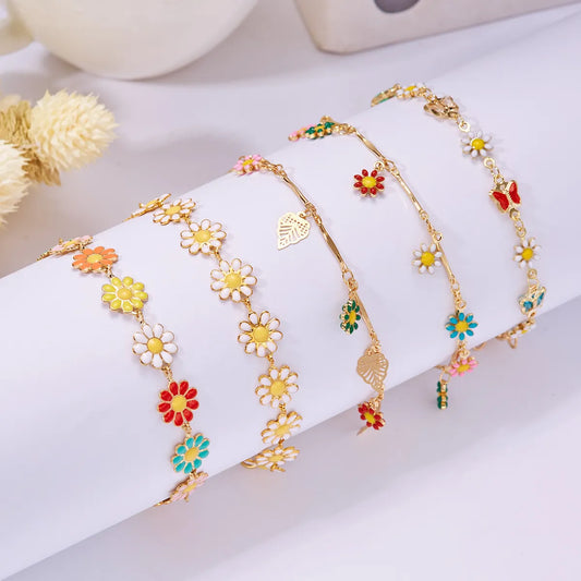 Simple Style Classic Style Flower Alloy Copper Wholesale Bracelets