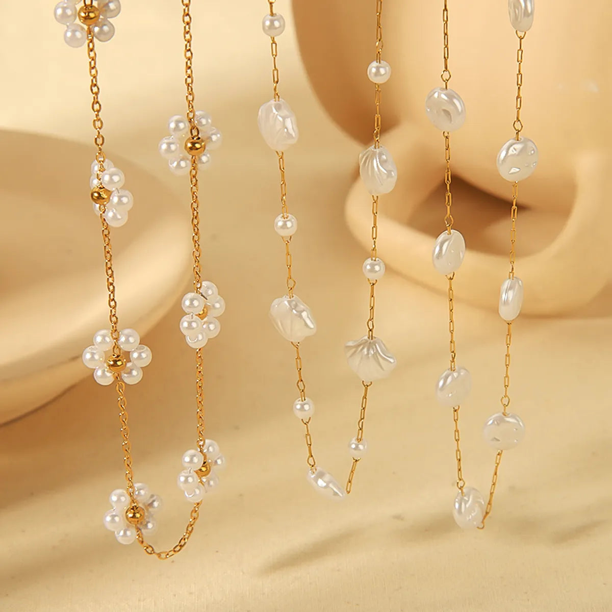 Wholesale Jewelry Simple Style Classic Style Flower Shell 304 Stainless Steel 18K Gold Plated Plating Necklace