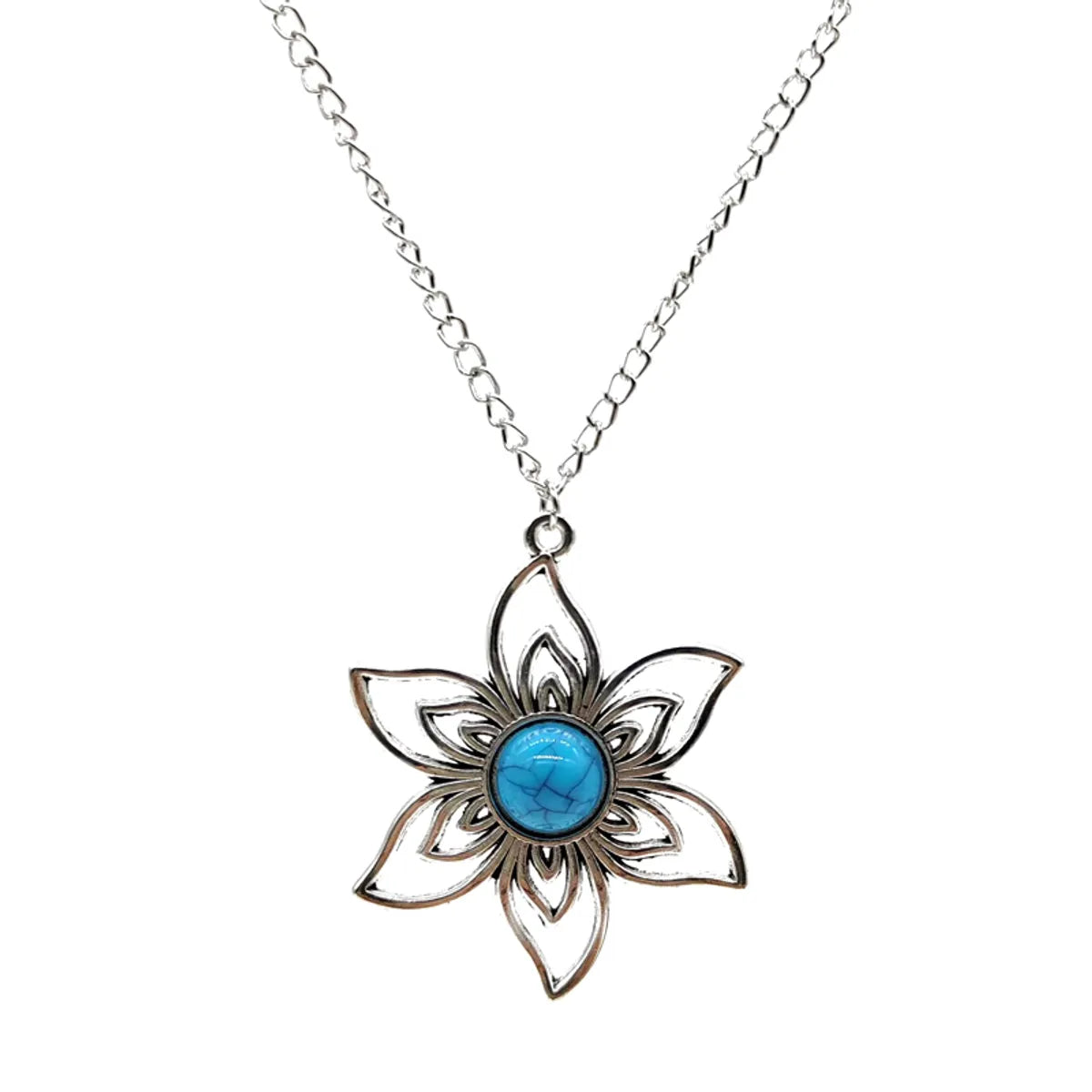 Wholesale Jewelry Simple Style Classic Style Flower Zinc Alloy Resin Plating Pendant Necklace