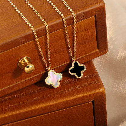 Wholesale Jewelry Simple Style Classic Style Four Leaf Clover Titanium Steel Plating Pendant Necklace