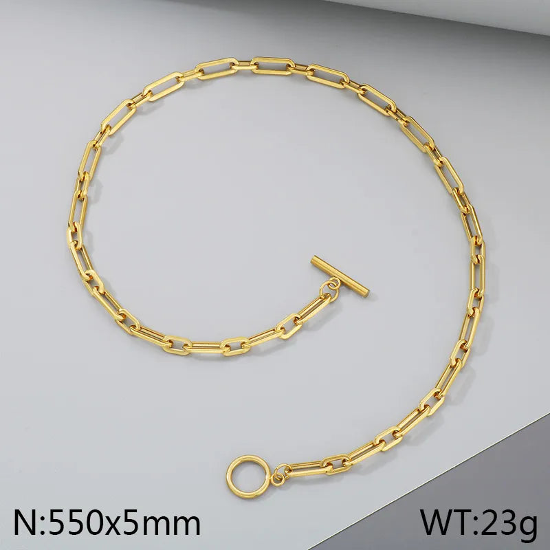 Wholesale Jewelry Simple Style Classic Style Geometric 304 Stainless Steel 18K Gold Plated Bracelets Necklace