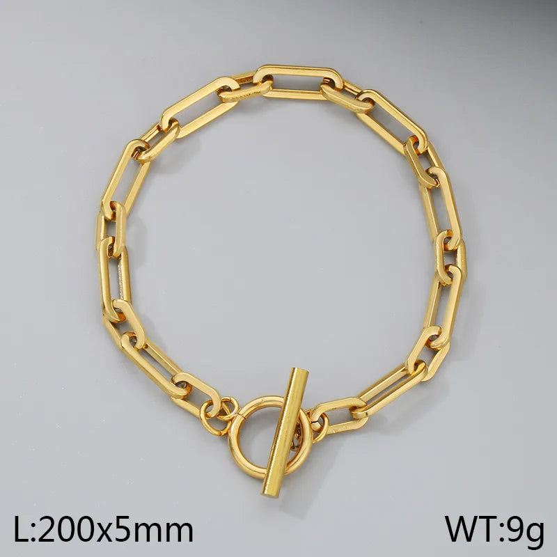 Wholesale Jewelry Simple Style Classic Style Geometric 304 Stainless Steel 18K Gold Plated Bracelets Necklace