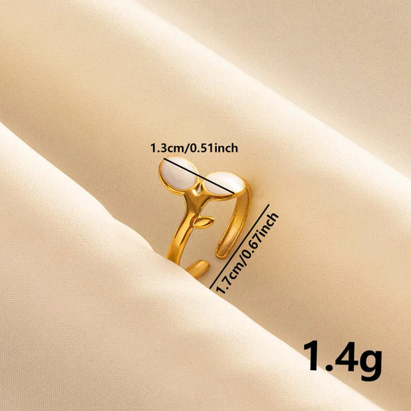 Wholesale Jewelry Simple Style Classic Style Geometric Round Oval 304 Stainless Steel 18K Gold Plated Polishing Enamel Open Rings