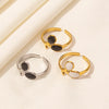 Wholesale Jewelry Simple Style Classic Style Geometric Round Oval 304 Stainless Steel 18K Gold Plated Polishing Enamel Open Rings
