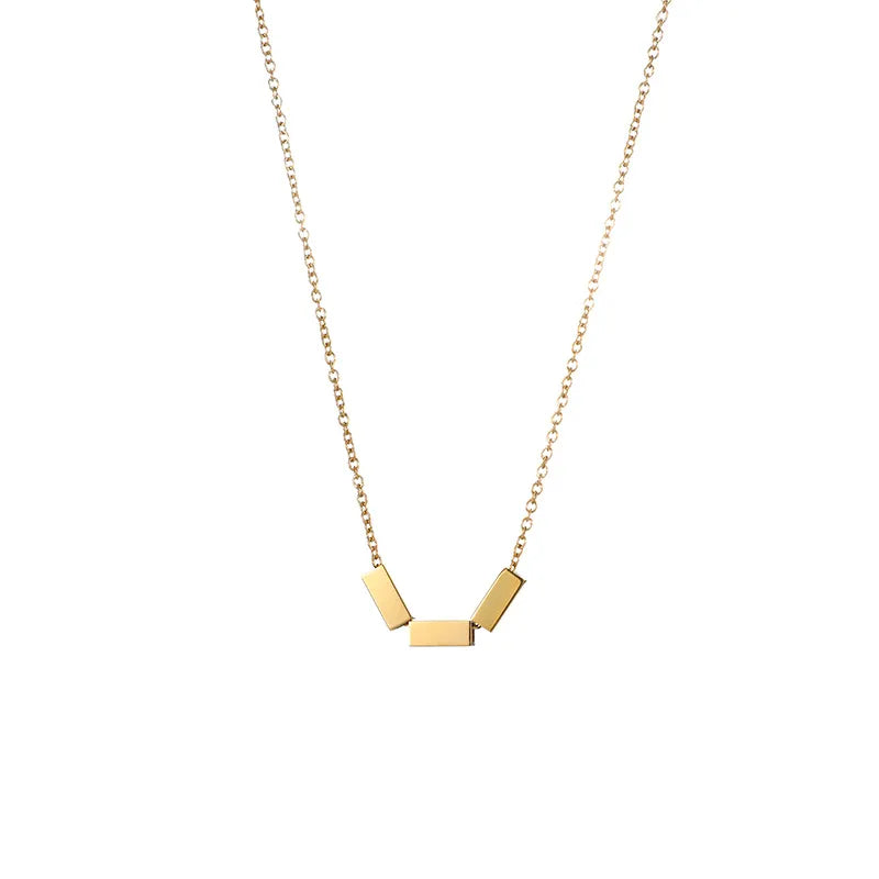 Wholesale Jewelry Simple Style Classic Style Geometric Solid Color 304 Stainless Steel 14K Gold Plated Hollow Out Inlay Pendant Necklace