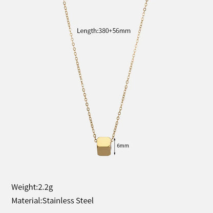 Wholesale Jewelry Simple Style Classic Style Geometric Solid Color 304 Stainless Steel 14K Gold Plated Hollow Out Inlay Pendant Necklace