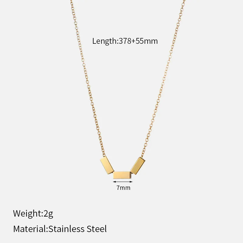 Wholesale Jewelry Simple Style Classic Style Geometric Solid Color 304 Stainless Steel 14K Gold Plated Hollow Out Inlay Pendant Necklace